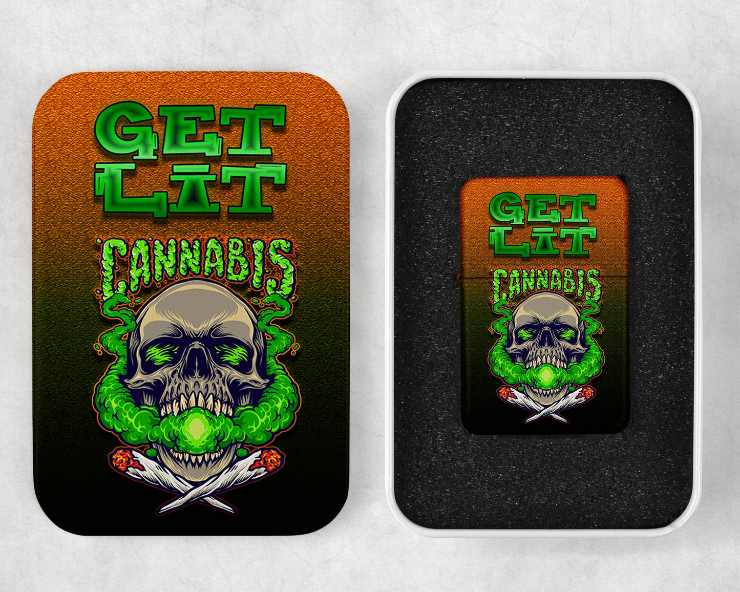 Get Lit Cannabis Art Flip Top Lighter and Matching Gift Tin - 8 Design Choices