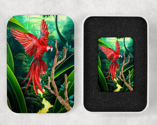 Beautiful Macaw Art Flip Top Lighter and Matching Gift Tin - 2 Design Choices