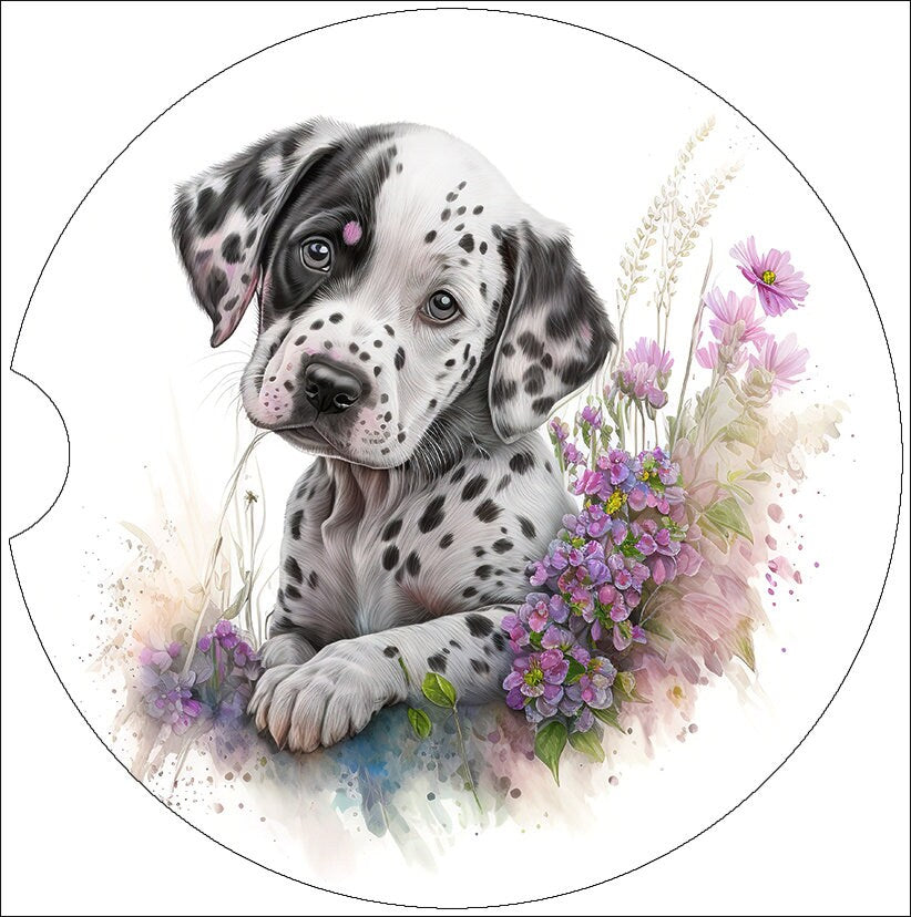 Watercolor Dalmatian Puppy Art Car Coasters - Matching Pair - Set of 2