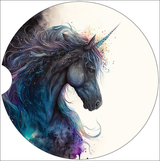Dark Unicorn Art Car Coasters - Matching Pair - Set of 2