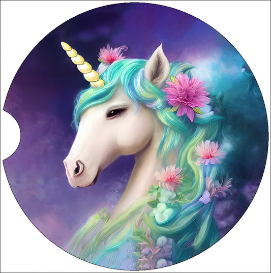 Beautiful Watercolor Unicorn Art Car Coasters - Matching Pair - Set of 2