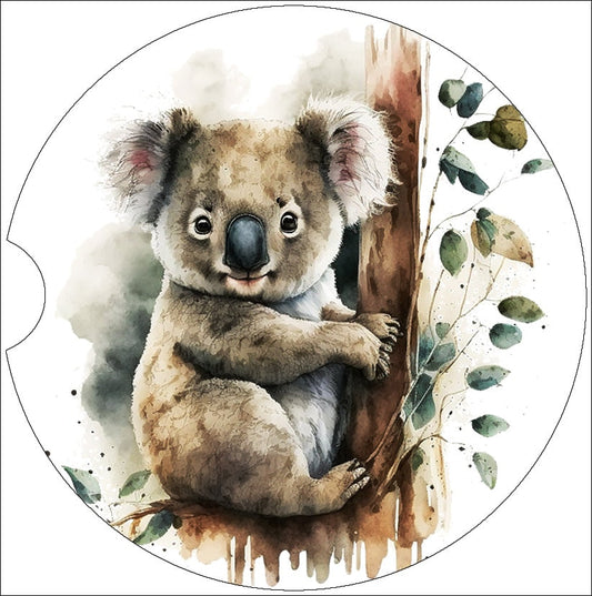 Watercolor Koala Art Car Coasters  - Matching Pair - Set of 2