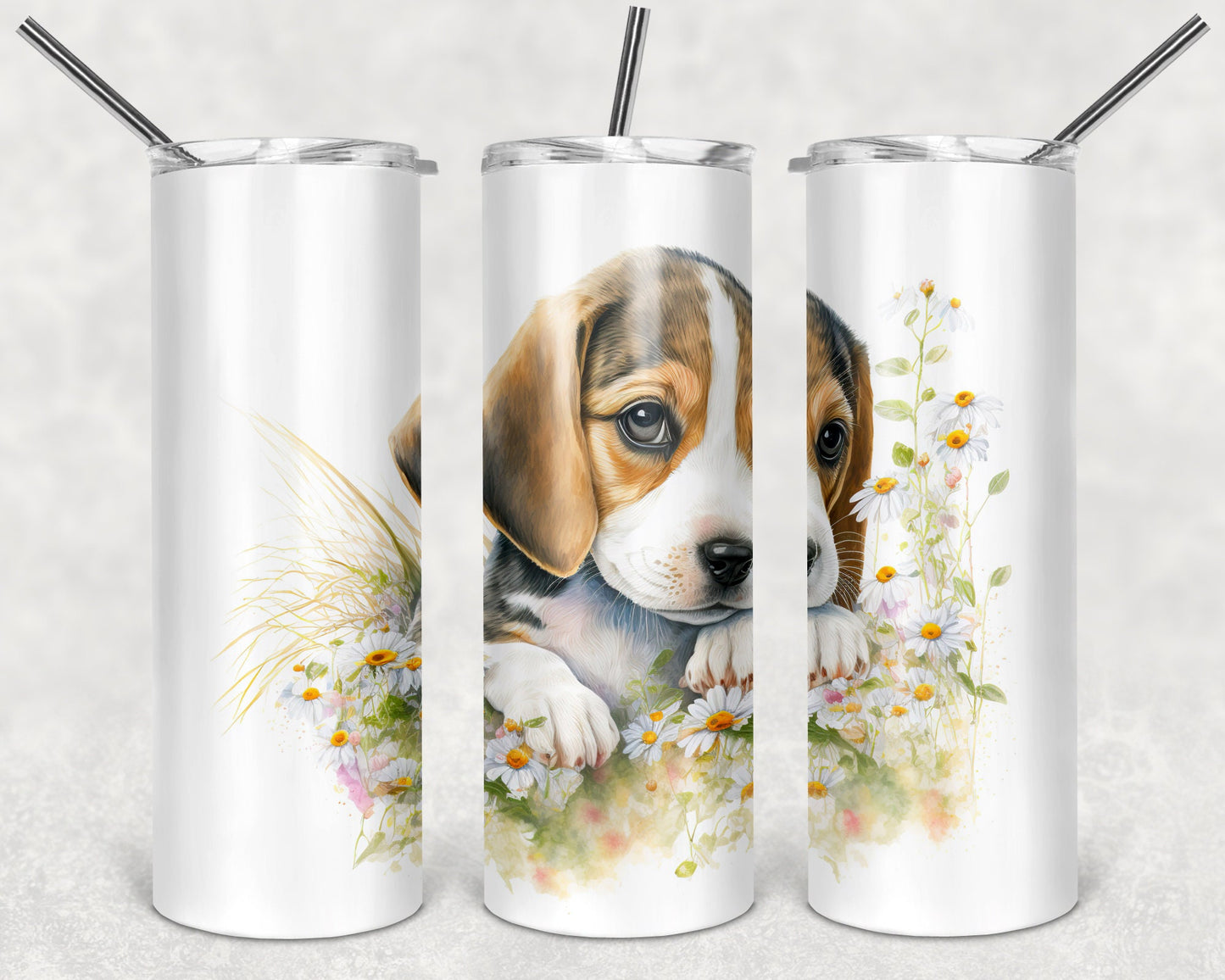Beagle Puppy Art 20oz Skinny Tumbler - Stainless Steel