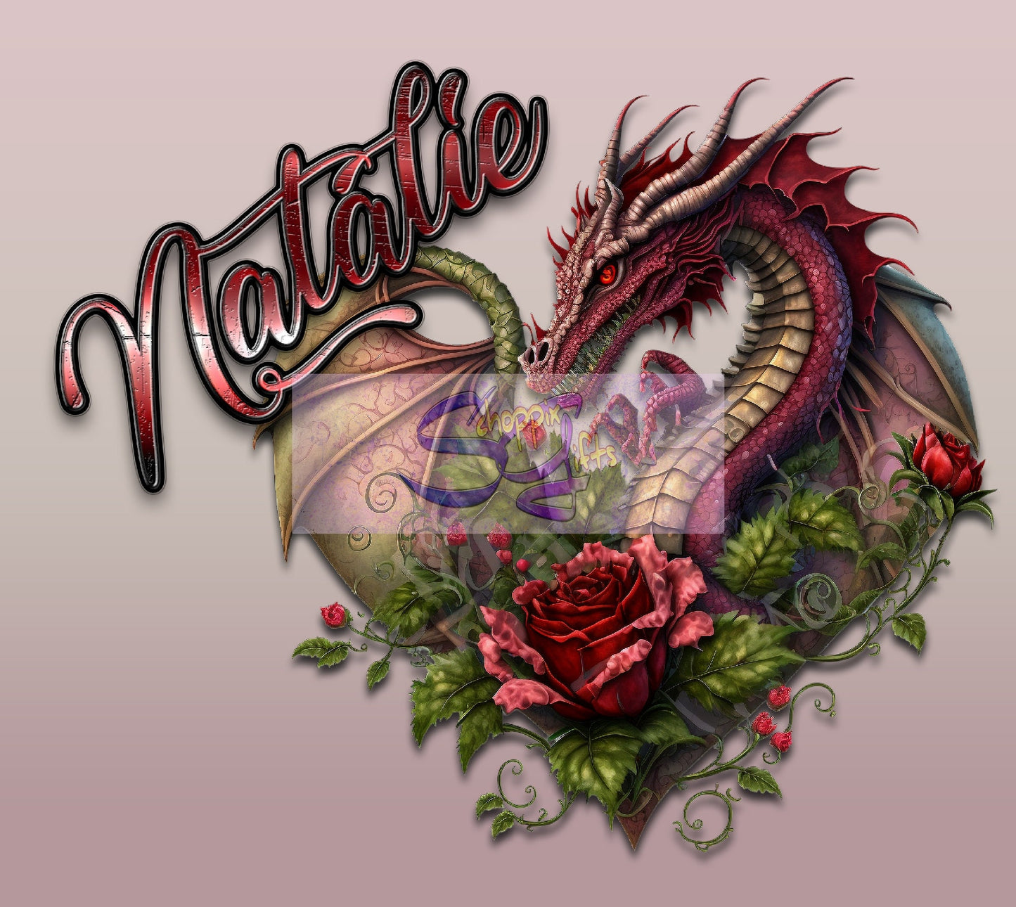 Personalized Dragon Heart Art 20oz Skinny Tumbler - Stainless Steel