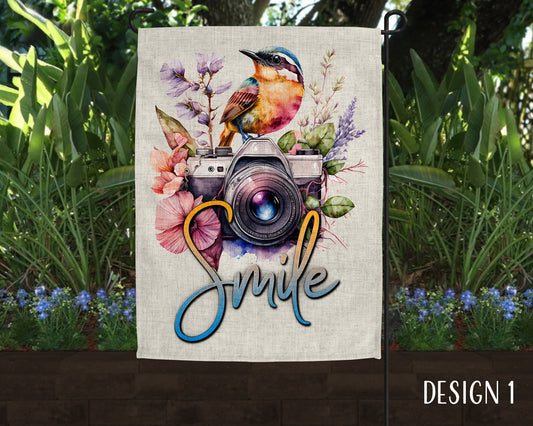 Smile Camera Photographer Art Garden Flag  - 8 Design Choices