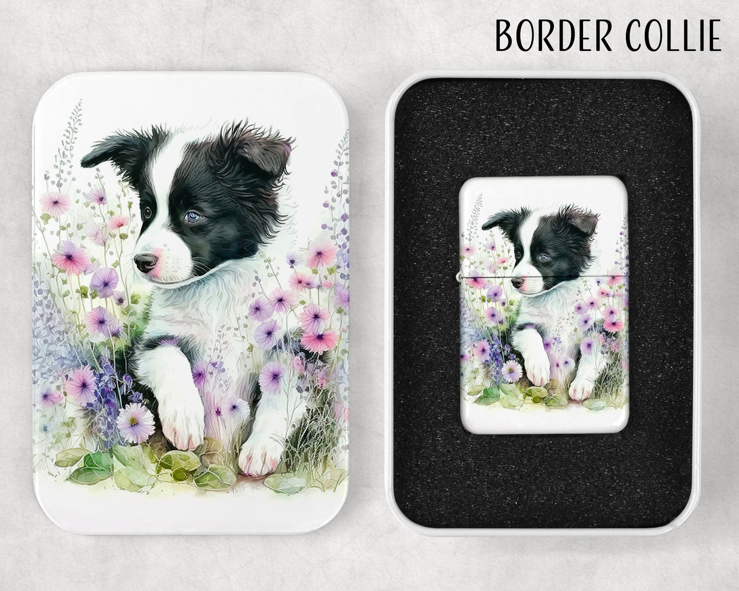 Cute Puppies Art Flip Top Lighter and Matching Gift Tin - Group 1 - 8 Design Choices