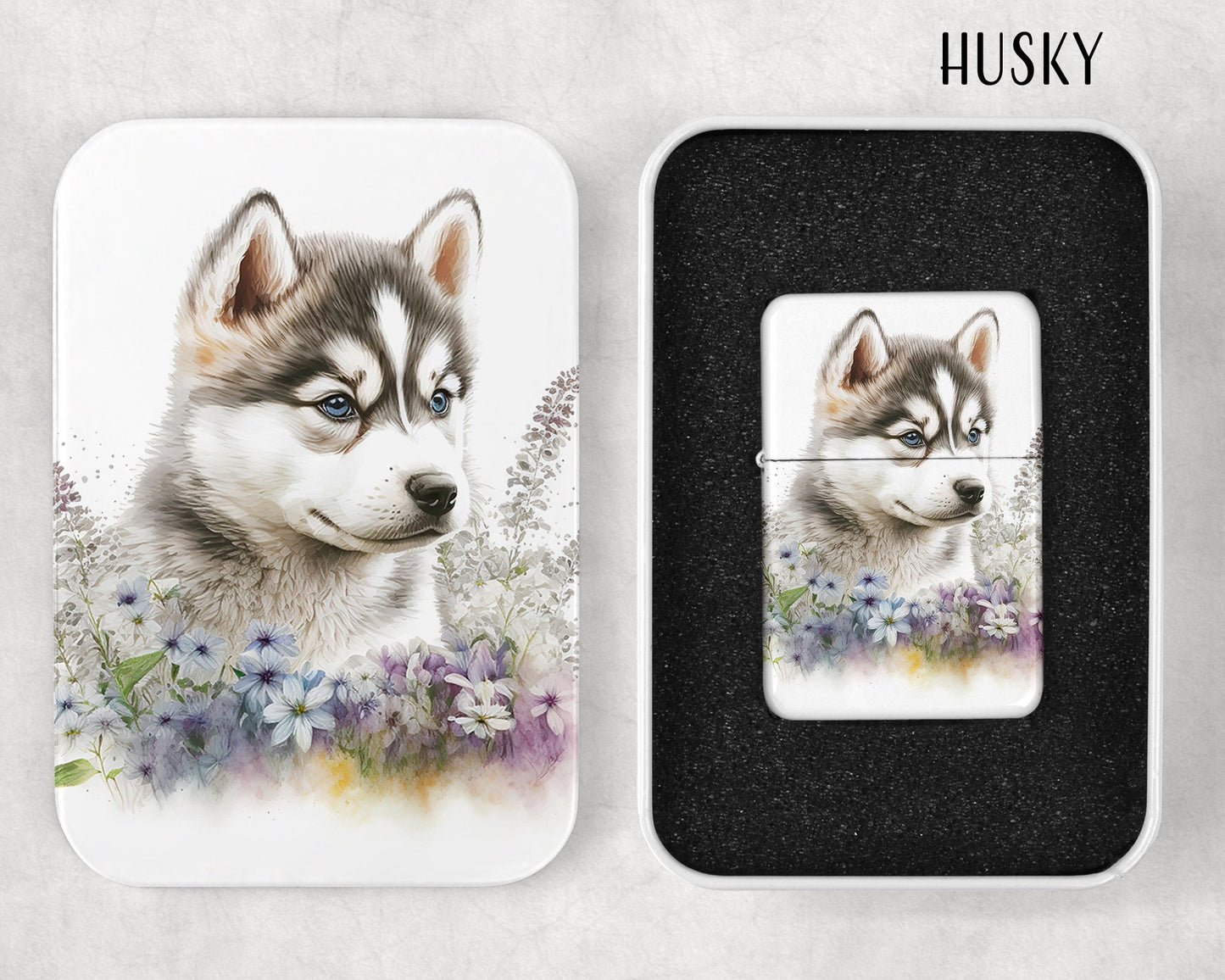 Cute Puppies Art Flip Top Lighter and Matching Gift Tin - Group 1 - 8 Design Choices