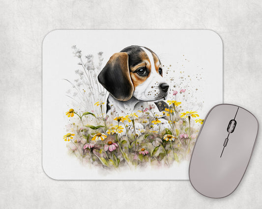 Beagle Puppy Art Rubber Mousepad
