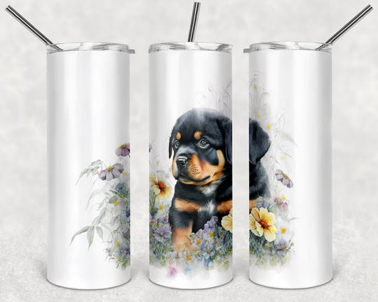 Rottweiler Puppy Art 20oz Skinny Tumbler - Stainless Steel