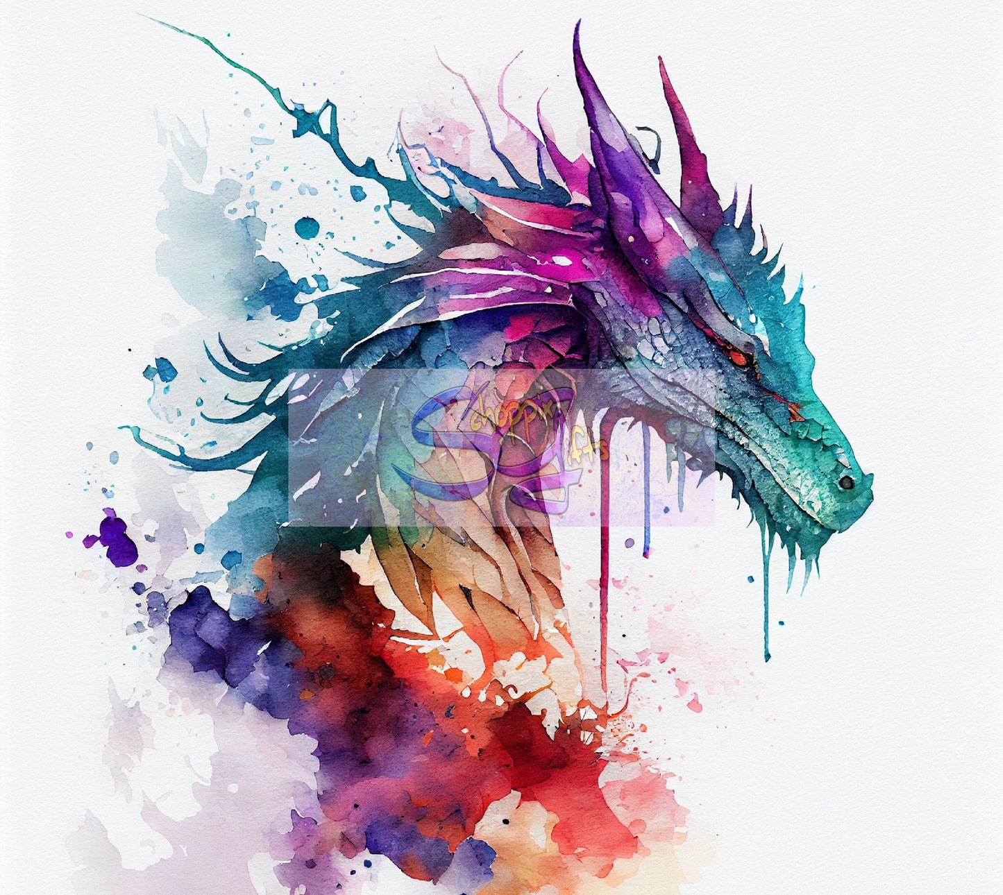 Watercolor Dragon Portrait Art 20oz Skinny Tumbler - Stainless Steel