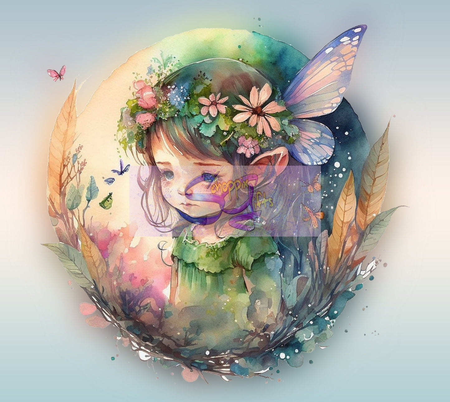 Cute Watercolor Fairy Portrait Art 20oz Skinny Tumbler - Stainless Steel