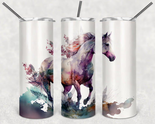 Floral Horse Art 20oz Skinny Tumbler - Stainless Steel