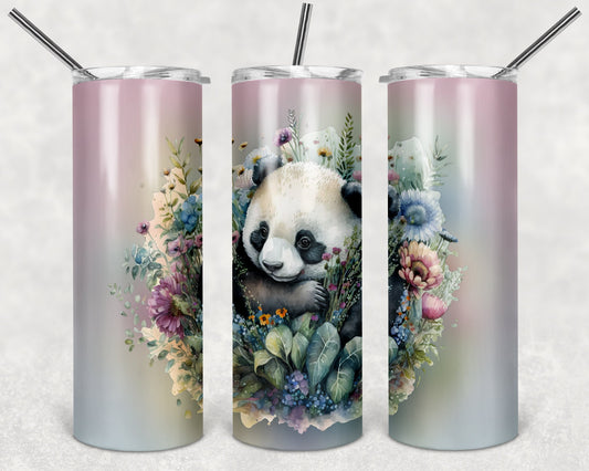 Floral Panda Art 20oz Skinny Tumbler - Stainless Steel