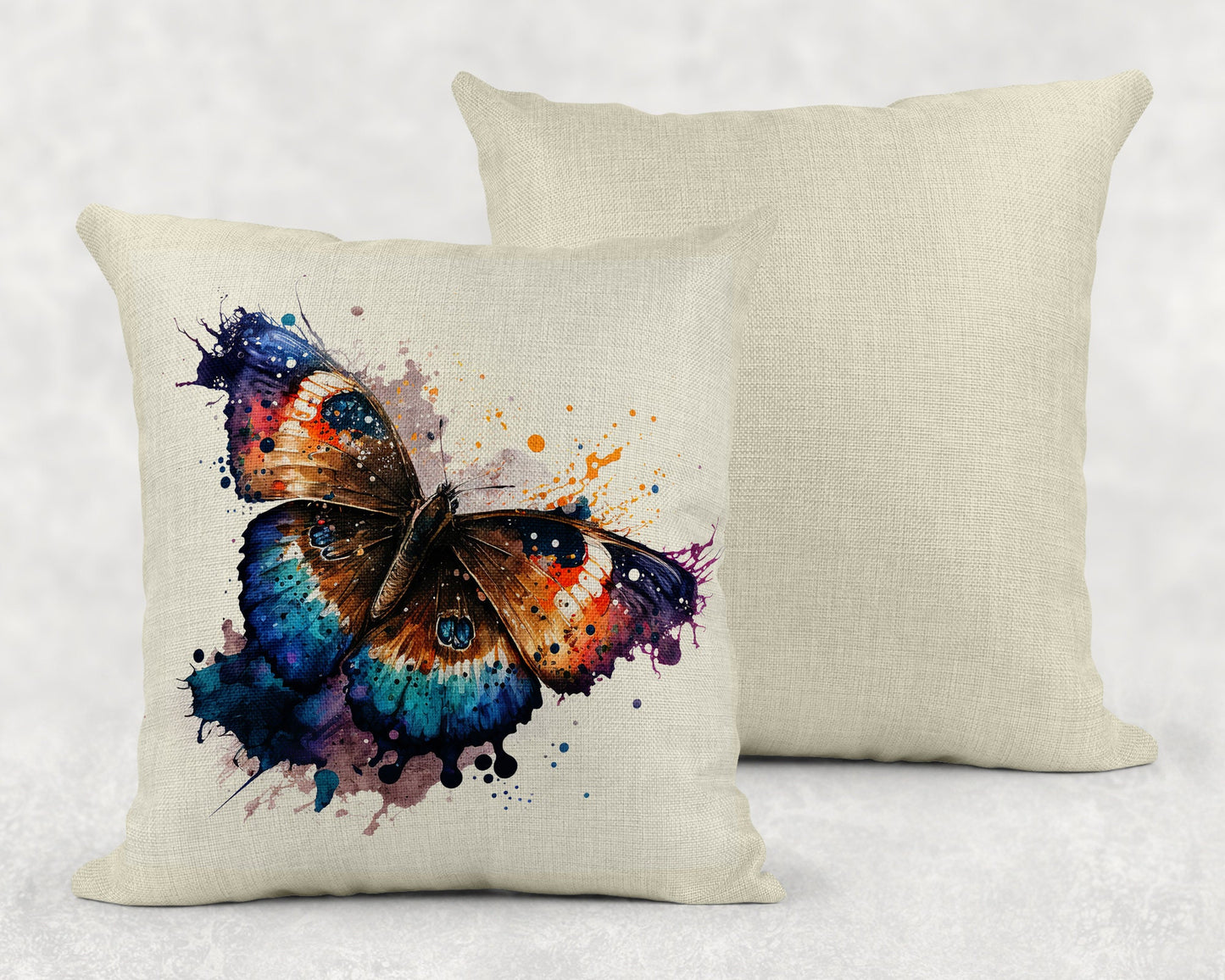 Butterfly Splatter Art Linen Pillow Sham