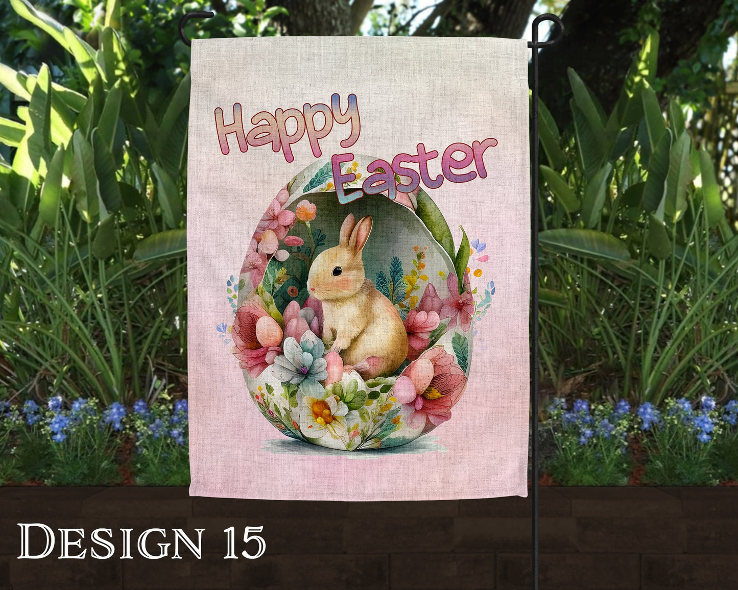 Watercolor Happy Easter Art Linen Garden Flag  - 10 Design Choices - Batch 2