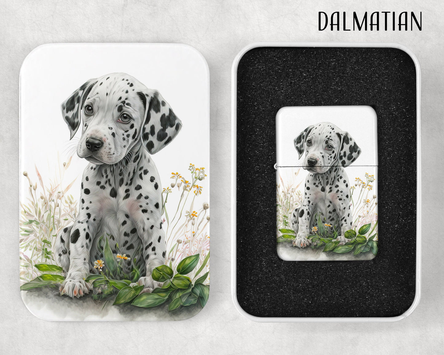 Cute Puppies Art Flip Top Lighter and Matching Gift Tin - Group 1 - 8 Design Choices