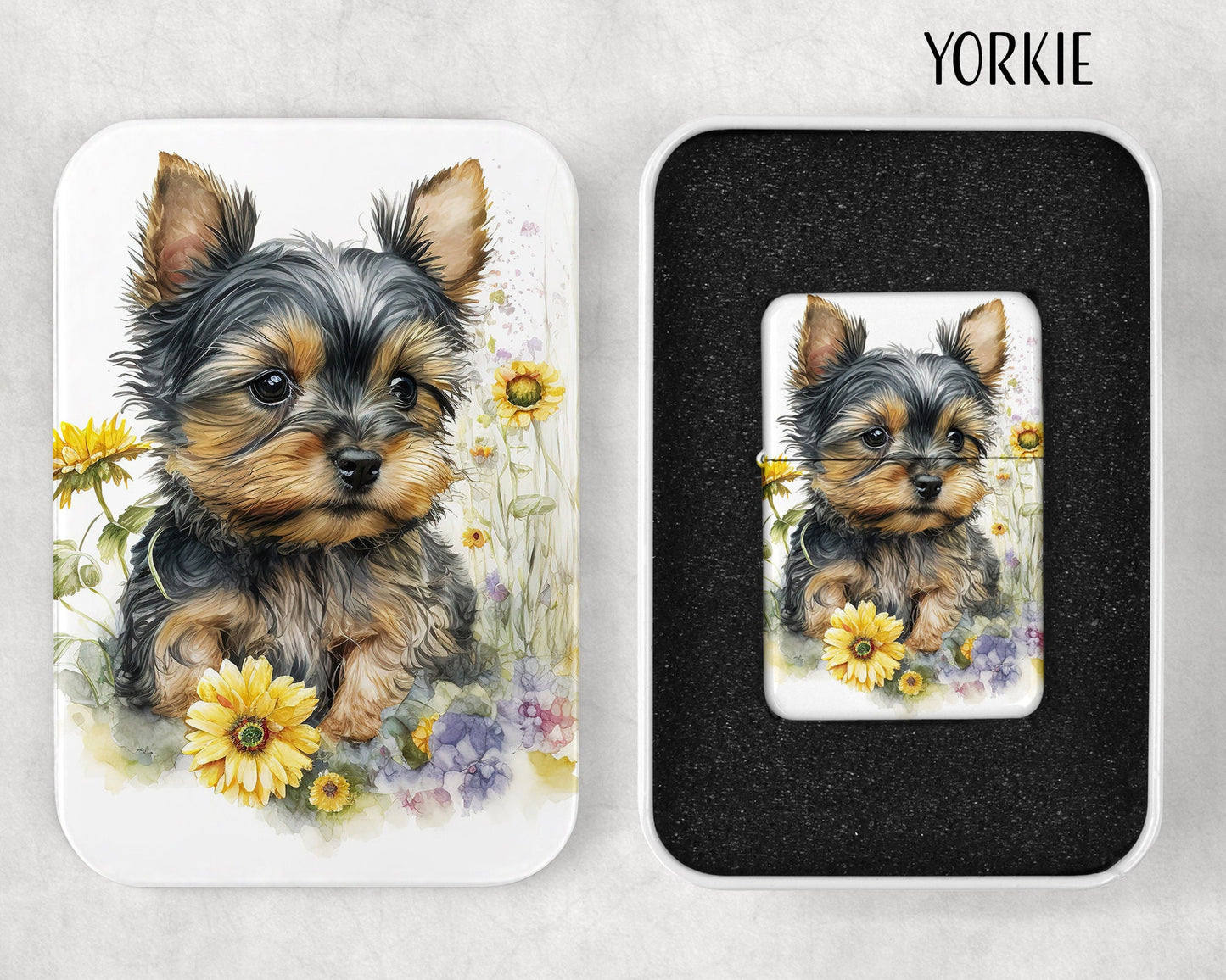 Cute Puppies Art Flip Top Lighter and Matching Gift Tin - Group 2 - 4 Design Choices