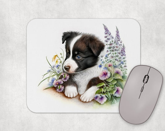 Border Collie Puppy Art Rubber Mousepad