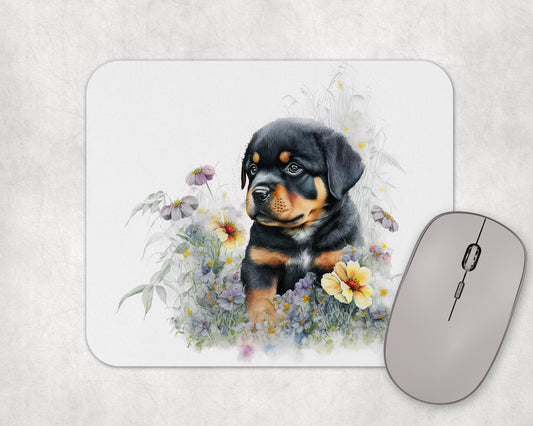 Rottweiler Puppy Art Rubber Mousepad