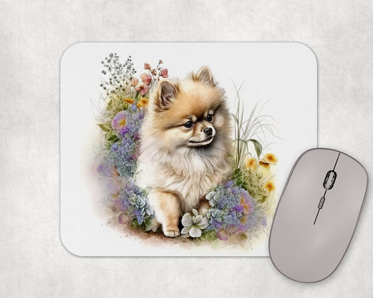 Pomeranian Puppy Art Rubber Mousepad