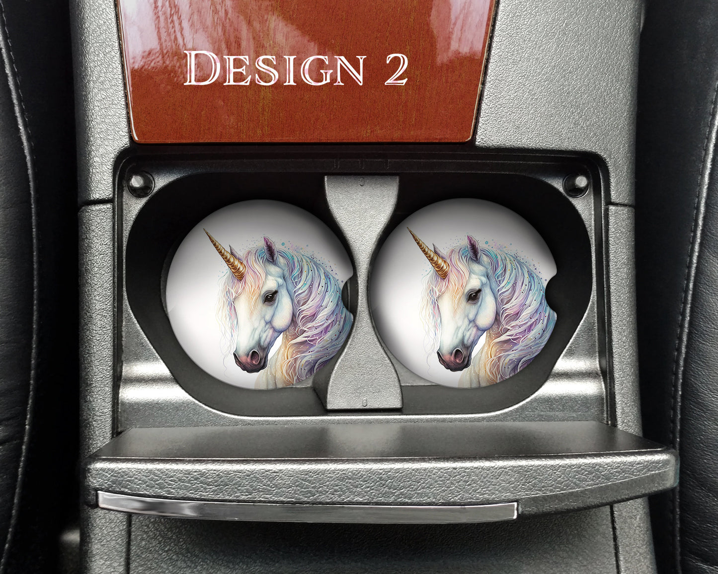 Beautiful Watercolor Unicorn Art Car Coasters - Matching Pair - Set of 2