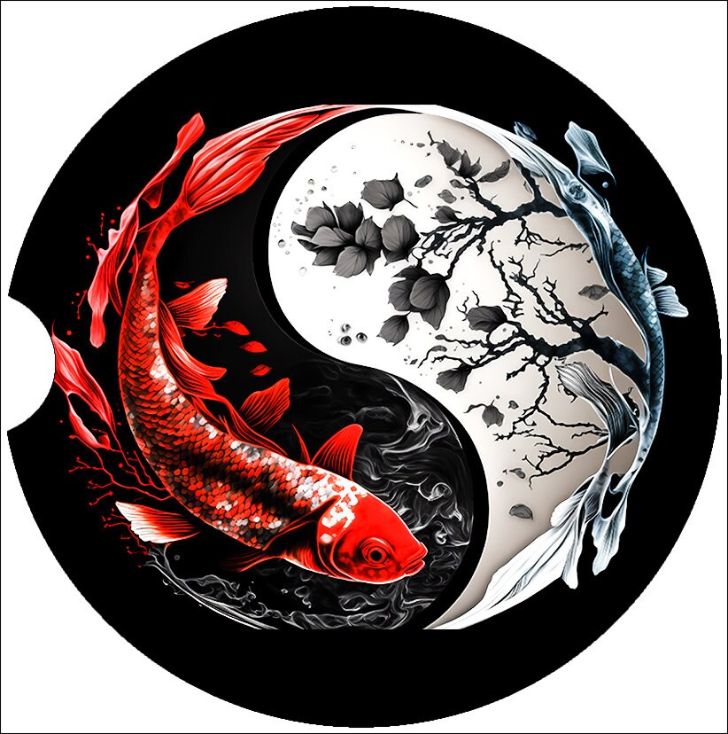 Yin Yang Art Car Coasters - Matching Pair - Set of 2