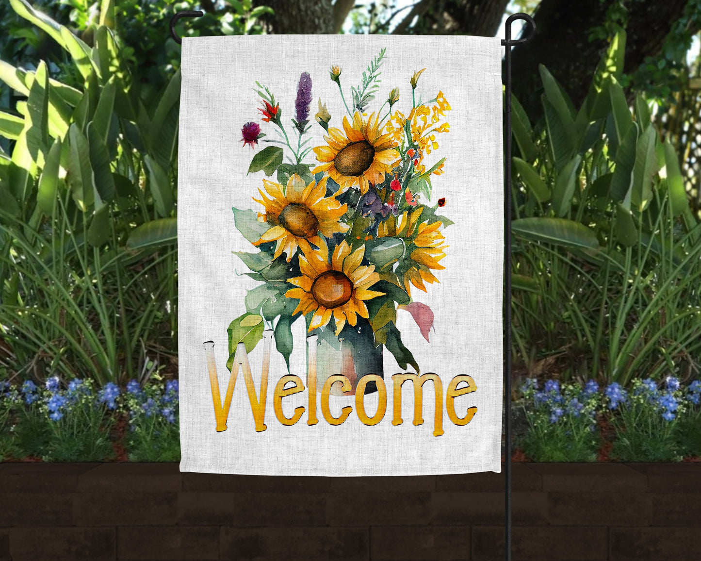 Welcome Autumn Sunflower Art Linen Garden Flag|Outdoor Decor|Garden Decor|Home Decor