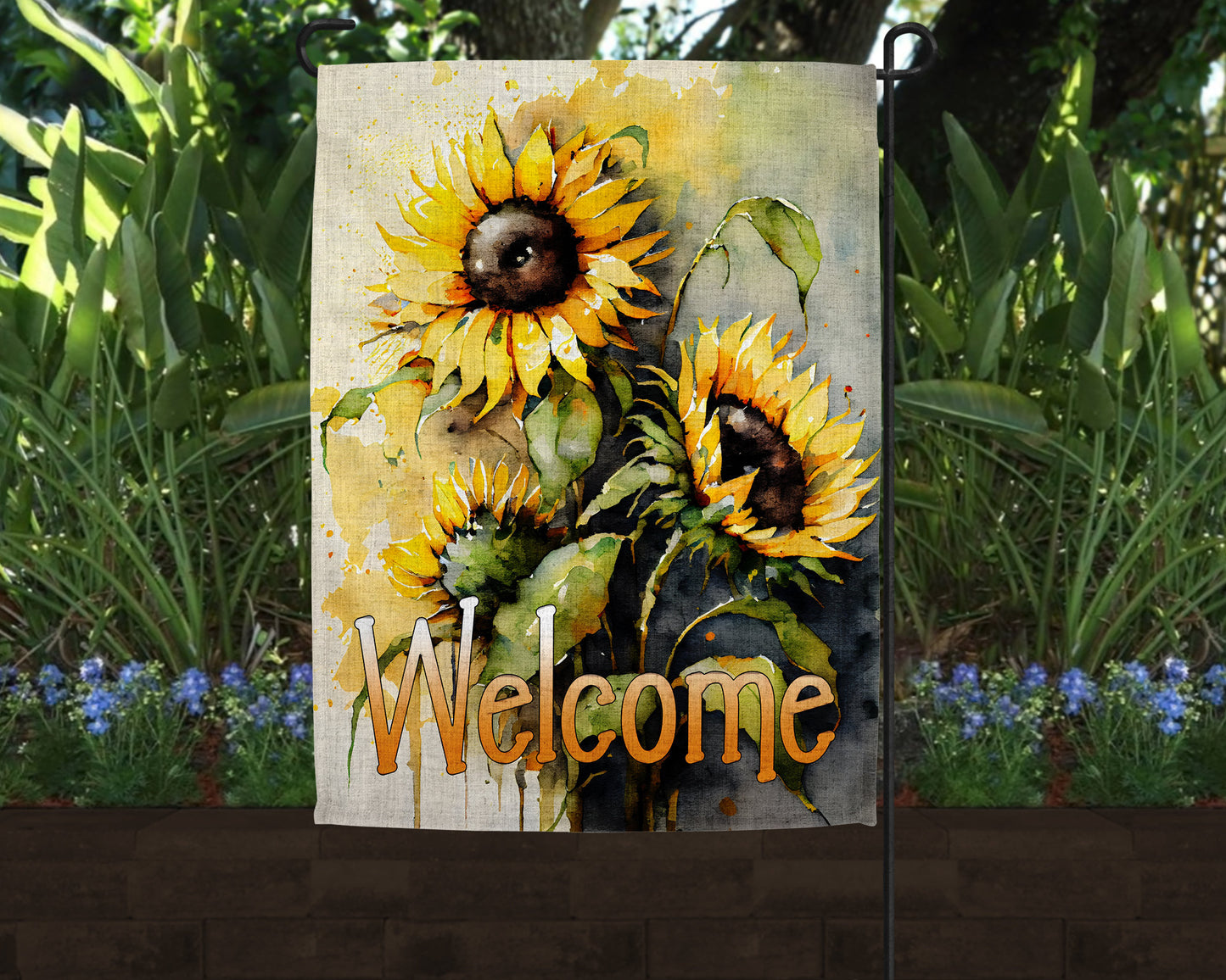 Welcome Autumn Sunflower Art Linen Garden Flag|Outdoor Decor|Garden Decor|Home Decor