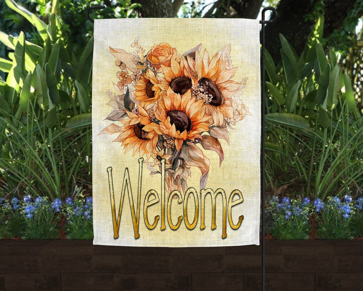 Welcome Autumn Sunflower Art Linen Garden Flag|Outdoor Decor|Garden Decor|Home Decor