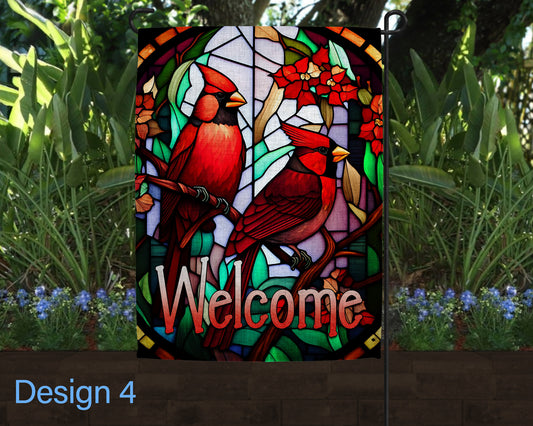 Stained Glass Art Linen Garden Flag - 8 Design Choices