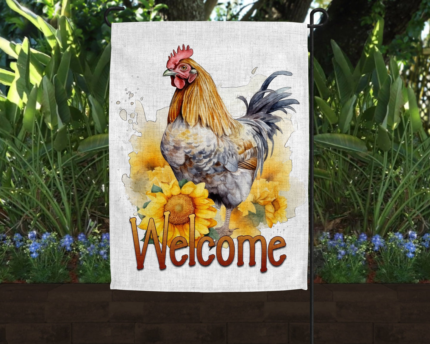 Watercolor Style Hen Linen Garden Flag|Outdoor Decor|Garden Decor|Home Decor
