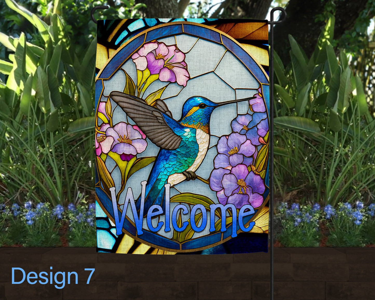 Stained Glass Art Linen Garden Flag - 8 Design Choices