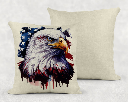 15.75 Inch Bald Eagle Art Linen   Linen Throw Pillow Sham