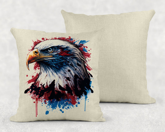 15.75 Inch Bald Eagle Art Linen   Linen Throw Pillow Sham