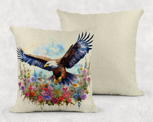 15.75 Inch Bald Eagle Art Linen   Linen Throw Pillow Sham