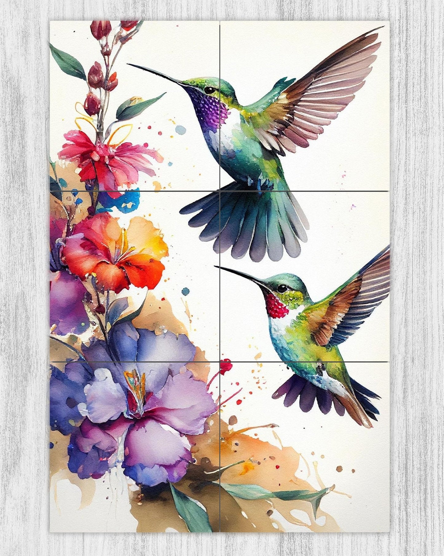 12x18 Hummingbird Art Ceramic Tile Mural