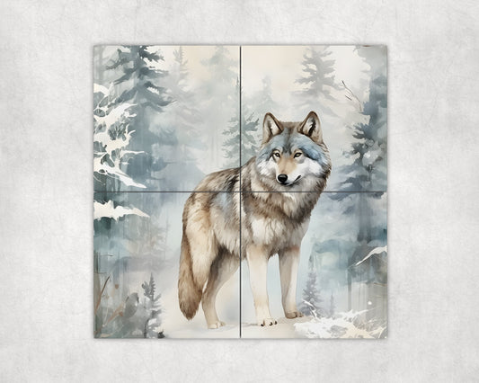 Winter Wolf Art Loose Tile Mural - 3 sizes Available.