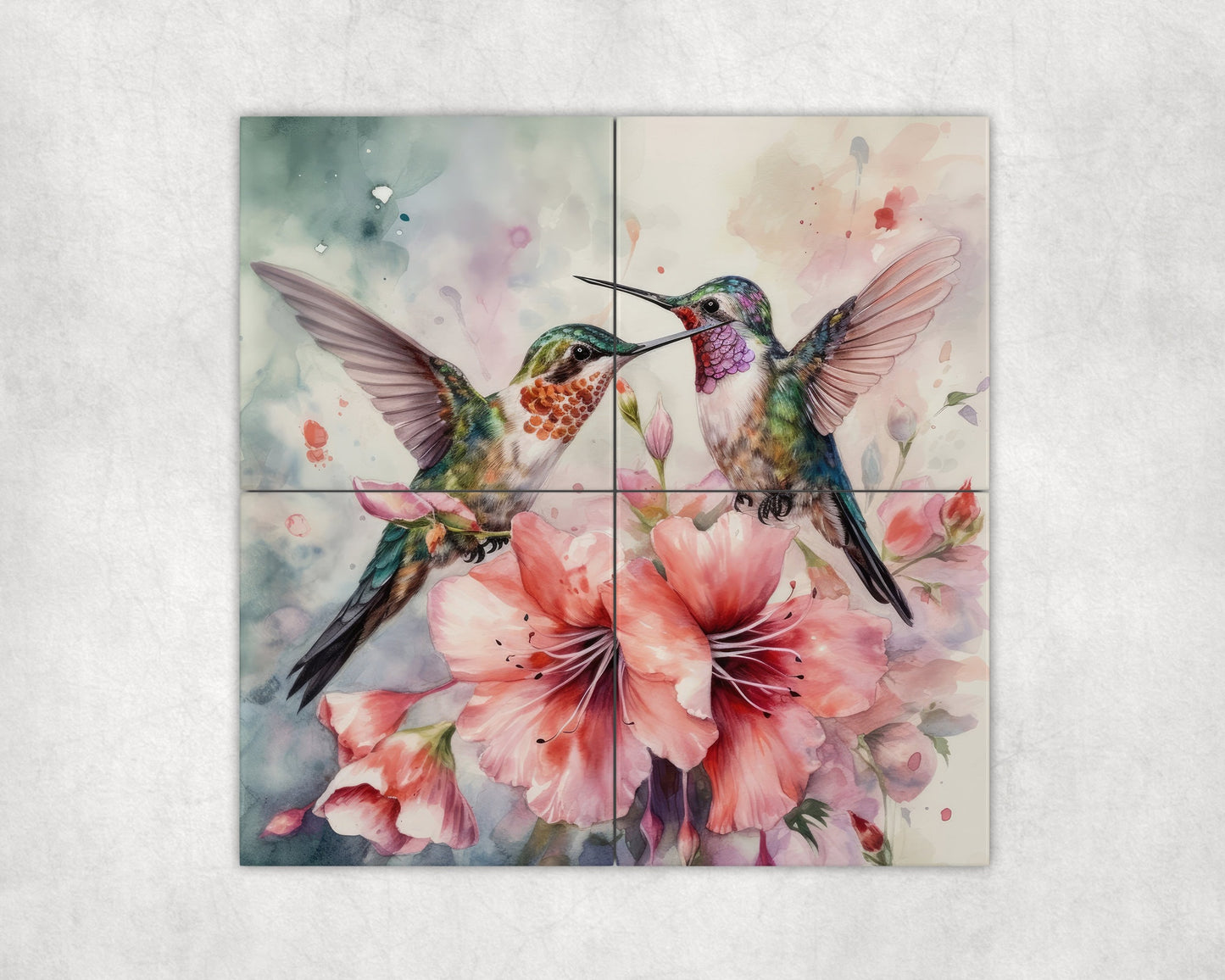 Humingbird Art Loose Tile Mural - 3 sizes Available.