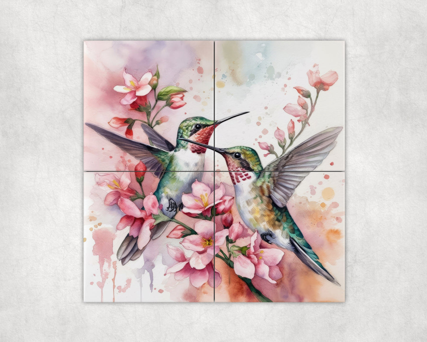 Humingbird Art Loose Tile Mural - 3 sizes Available.