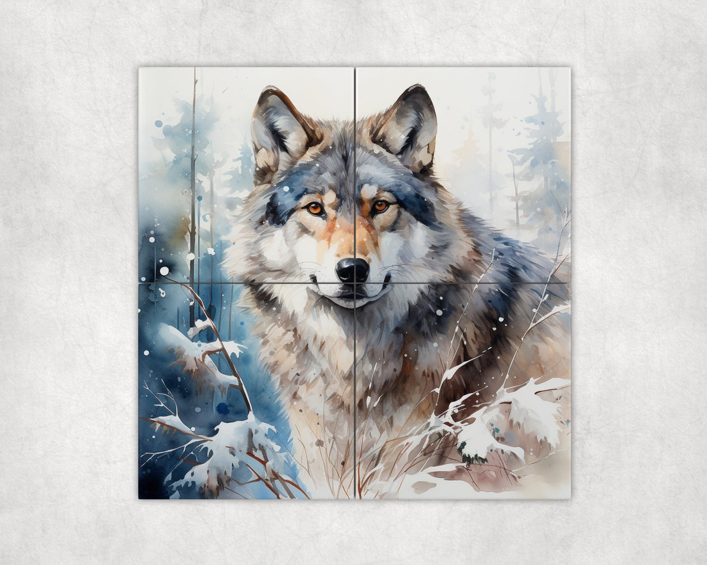 Winter Wolf Art Loose Tile Mural - 3 sizes Available.
