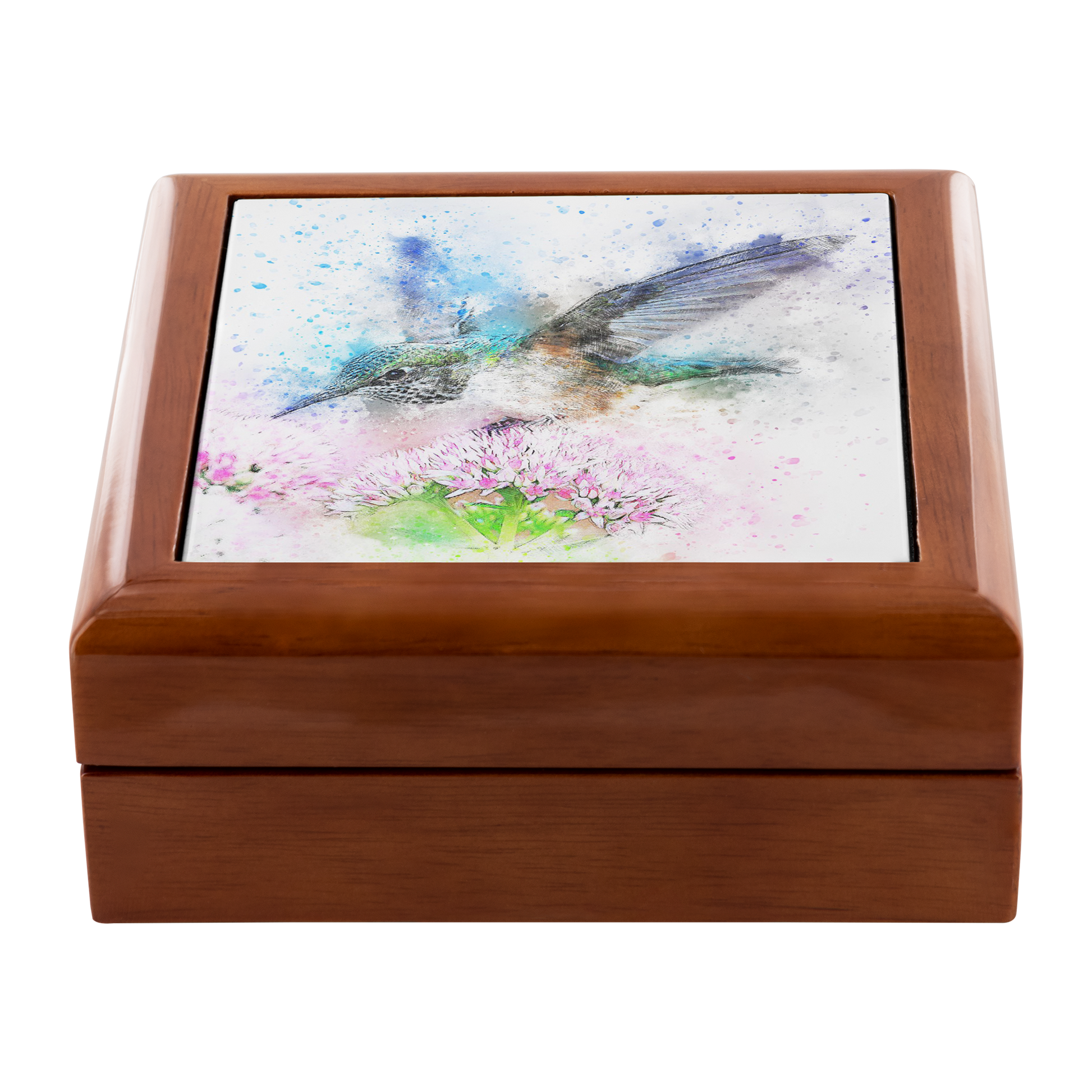 Hummingbird Simulated Watercolor Jewelry Box - Schoppix Gifts