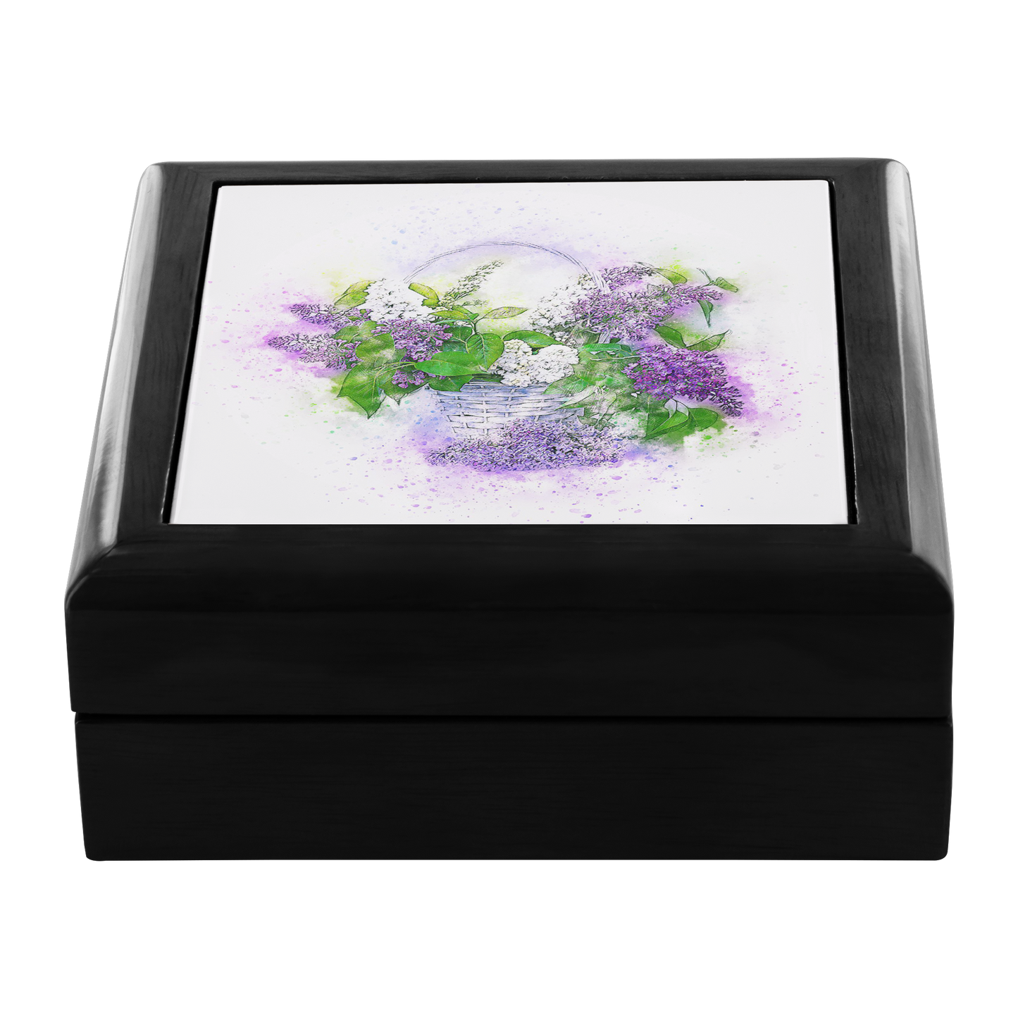Watercolor Style Lilac Basket Jewelry Box - Schoppix Gifts