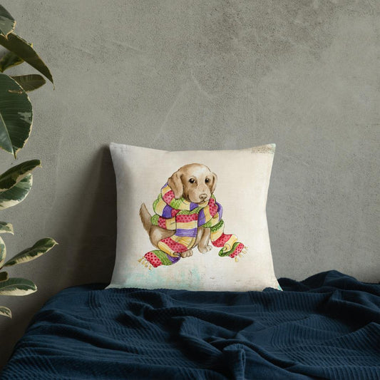 Cute Puppy in Scarf Throw Pillow - Schoppix Gifts