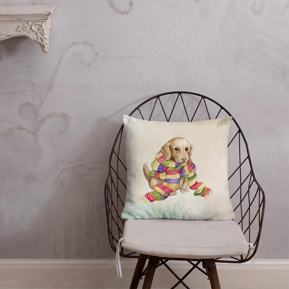 Cute Puppy in Scarf Throw Pillow - Schoppix Gifts