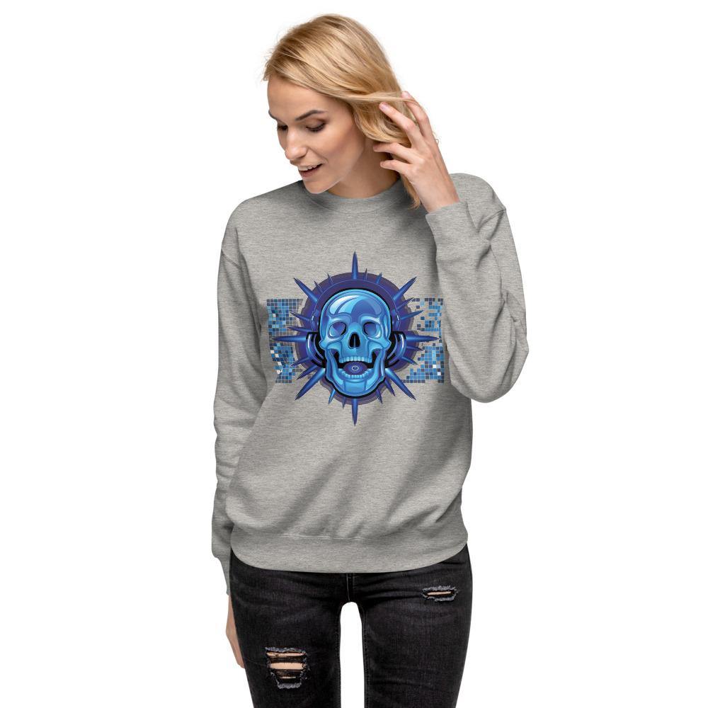 Cool Blue Skull Unisex Fleece Pullover - Schoppix Gifts