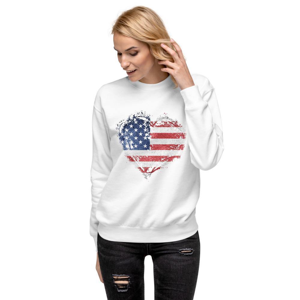 American Flag Heart Unisex Fleece Pullover - Schoppix Gifts