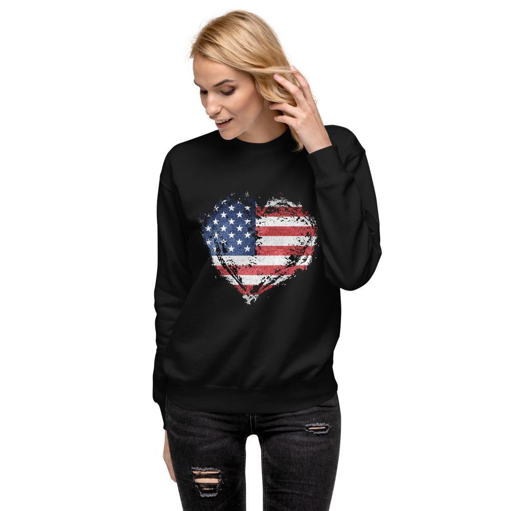 American Flag Heart Unisex Fleece Pullover - Schoppix Gifts