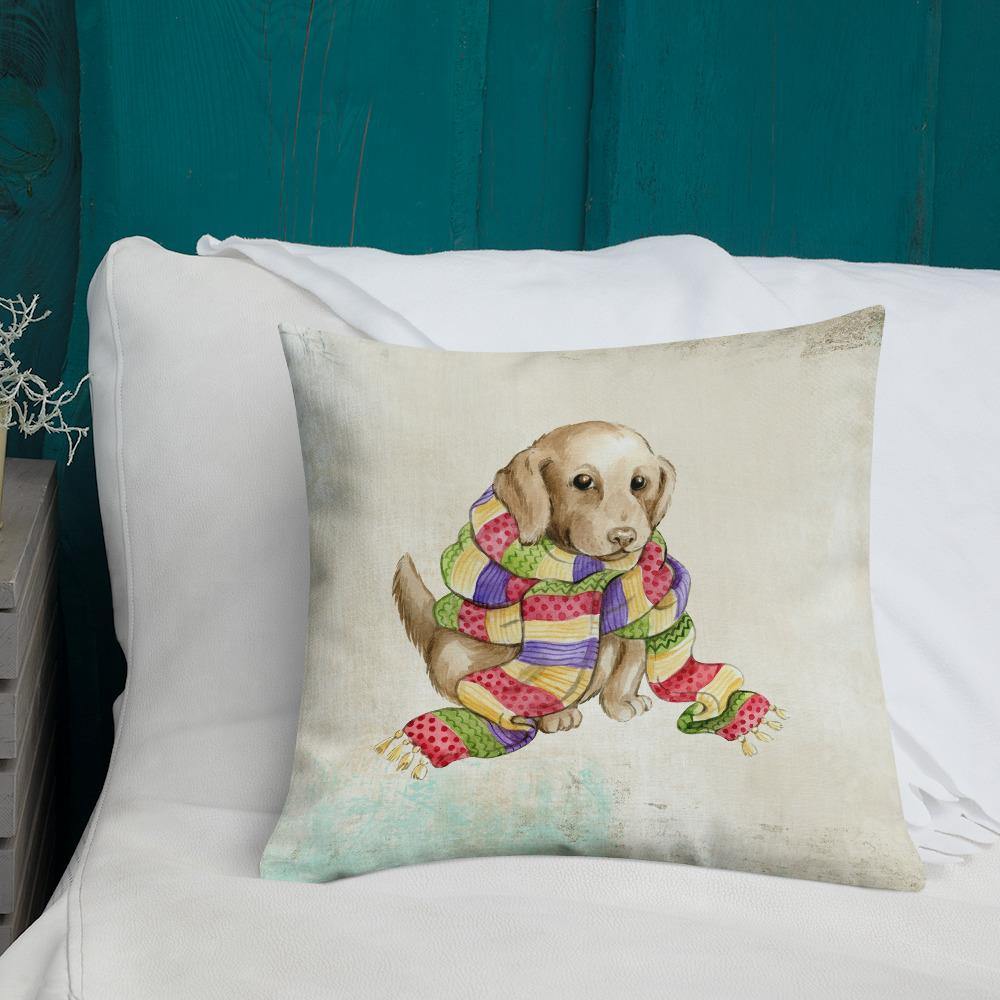 Cute Puppy in Scarf Throw Pillow - Schoppix Gifts