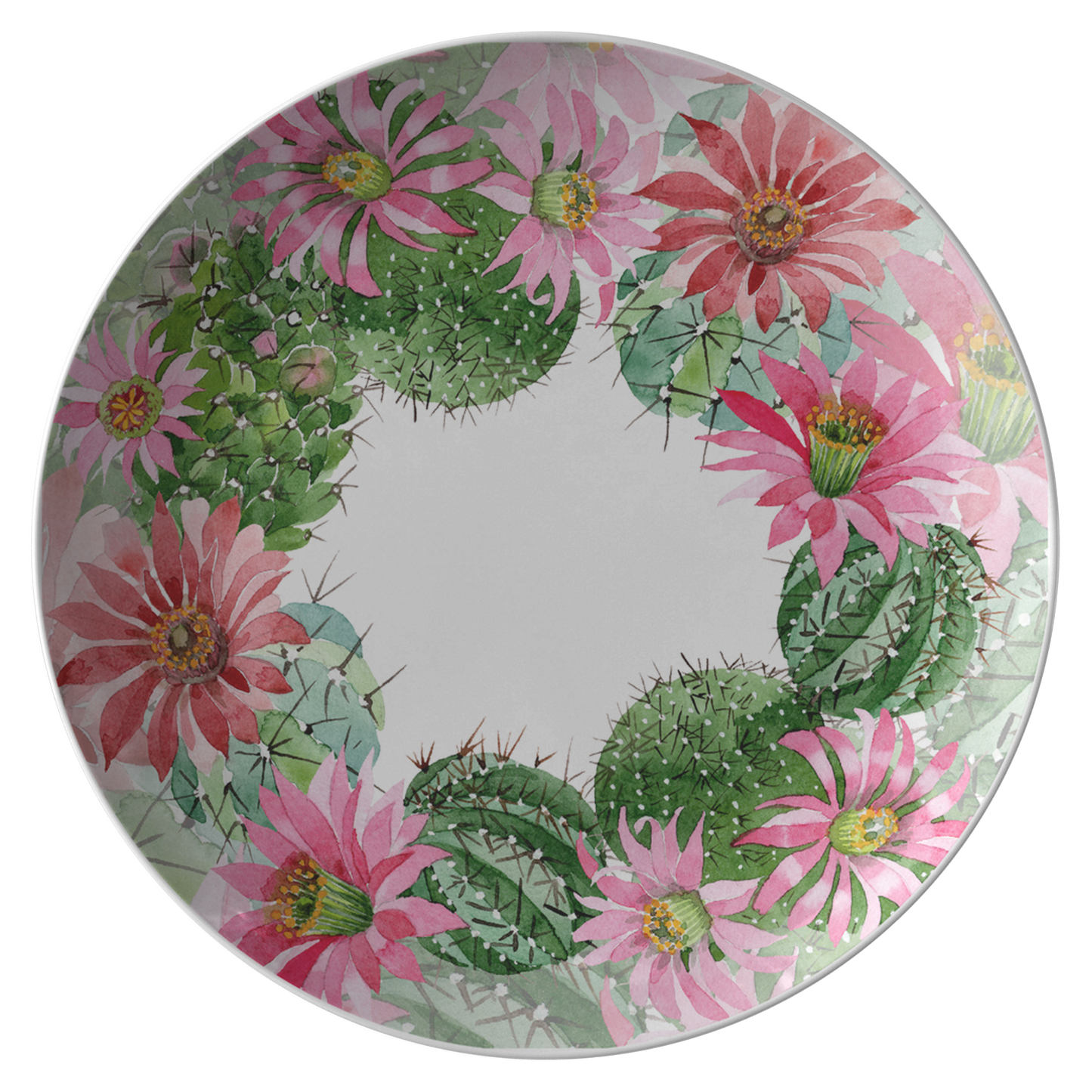 Beautiful Succulent and Desert Flowers Decorative Plate
