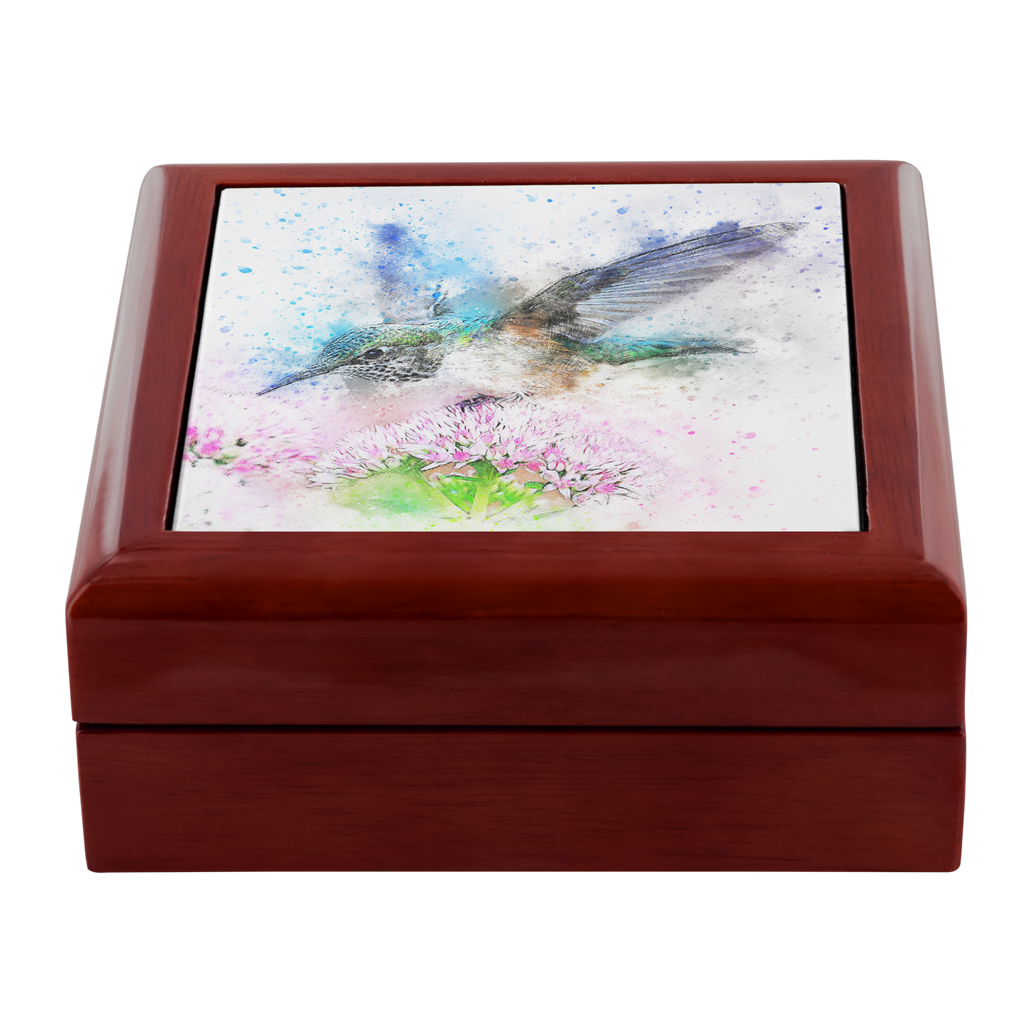 Hummingbird Simulated Watercolor Jewelry Box - Schoppix Gifts